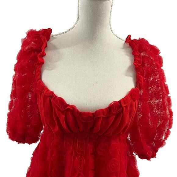 For Love & Lemons Hannah Mini Dress Red Floral Lace Size M NWT - Picture 3 of 8